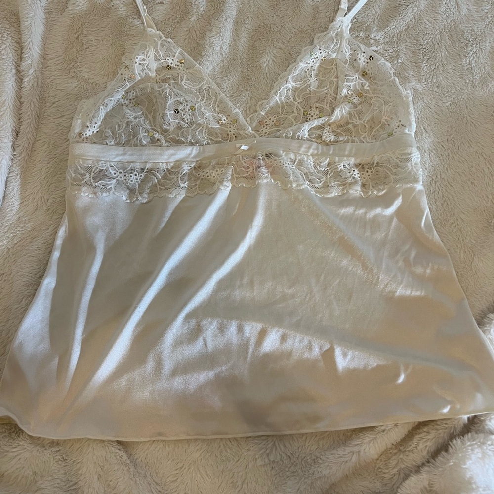 Elegant White Lace Trim Camisole by Victoria’s Secret Angels